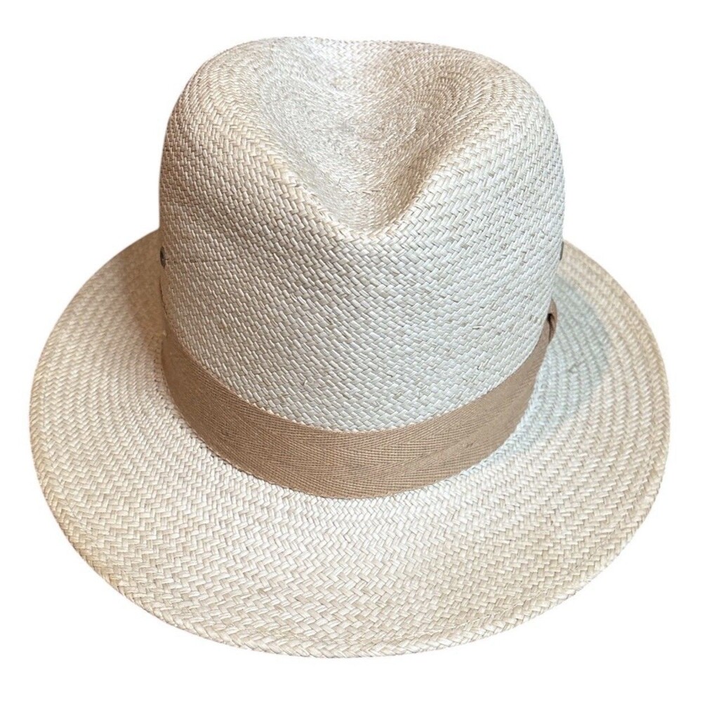 Vintage Eddie Bauer Genuine Panama Hat Handwoven in Ecuador Straw Fedora Small